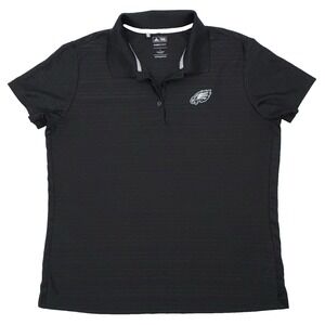Adidas Climacool NFL Philly Eagles Women Sz L Black Polo Shirt Embroidered Logo